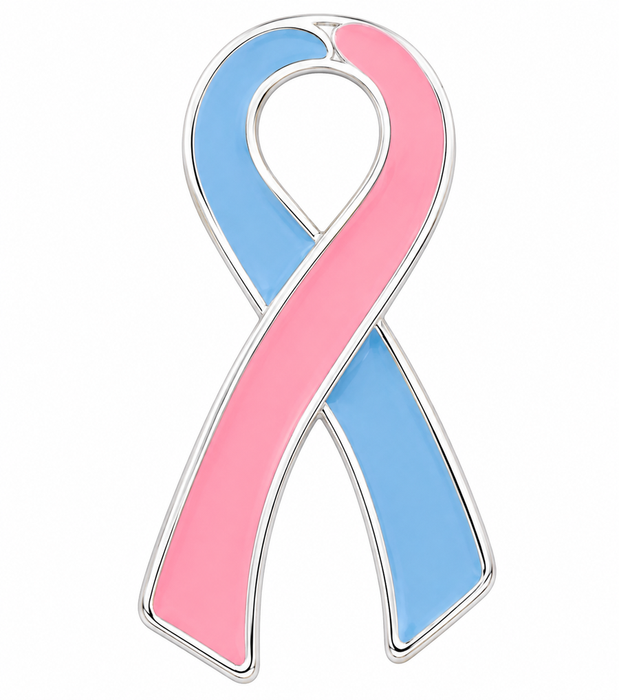 Large Flat Pink & Blue Ribbon Pins