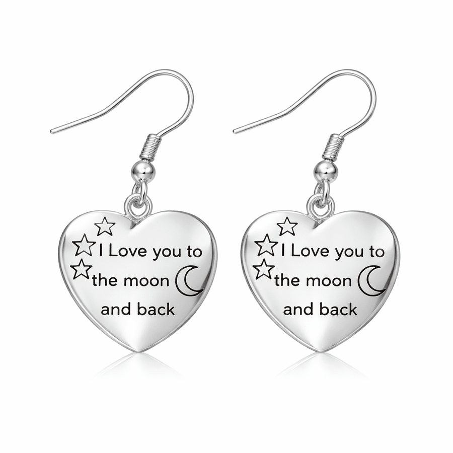 To The Moon and Back Heart Earrings - Fundraising For A Cause
