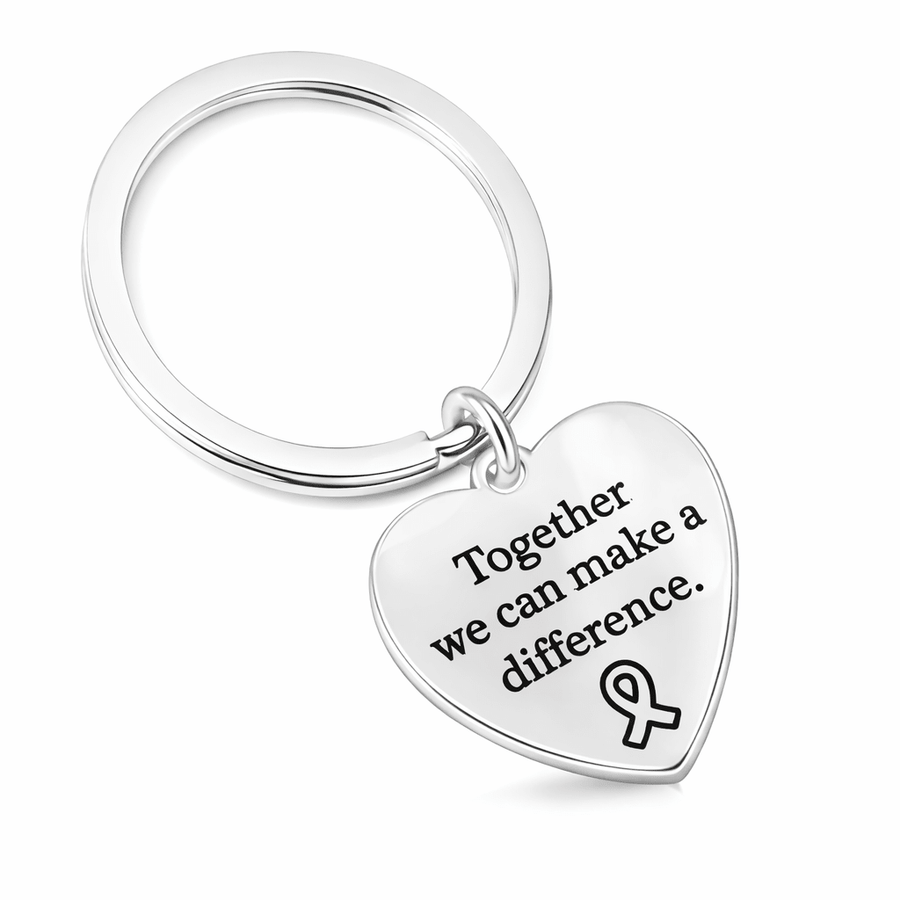 "Together We Can Make A Difference" Heart Charm Split Ring Key Chains - Fundraising For A Cause
