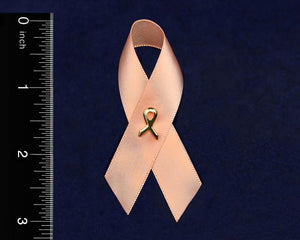 Satin Peach Ribbon Awareness Pins - Fundraising For A Cause
