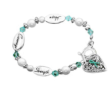 Load image into Gallery viewer, Pieces Hope Strength Teal Ribbon Bracelets - Fundraising For A Cause
