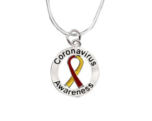 Load image into Gallery viewer, 12 Round Coronavirus (COVID-19) Awareness Ribbon Necklaces (12 Necklaces) - Fundraising For A Cause
