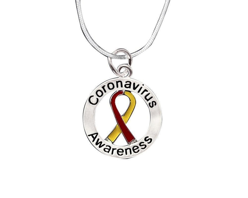 12 Round Coronavirus (COVID-19) Awareness Ribbon Necklaces (12 Necklaces) - Fundraising For A Cause