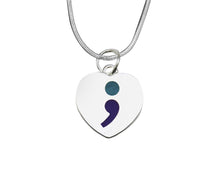 Load image into Gallery viewer, Semicolon Suicide Prevention Awareness Heart Necklaces - Fundraising For A Cause