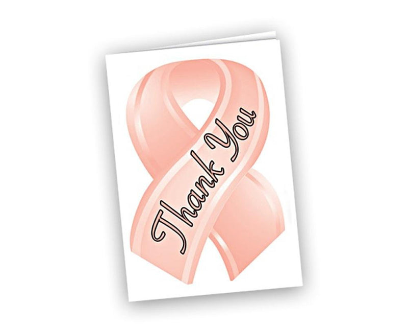 Small Peach Ribbon Thank You Cards - Fundraising For A Cause