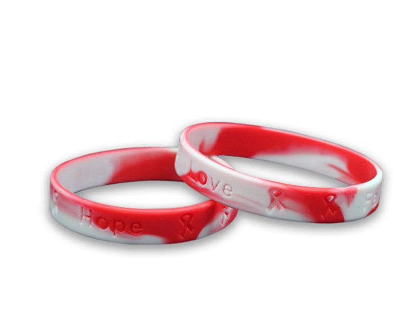25 Child Red & White Awareness Silicone Bracelets (25 Bracelets) - Fundraising For A Cause