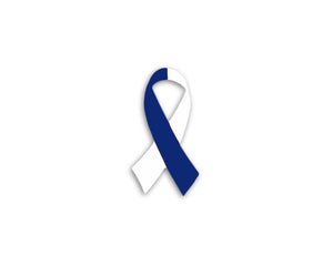 25 Small Blue & White Ribbon Decals - Fundraising For A Cause