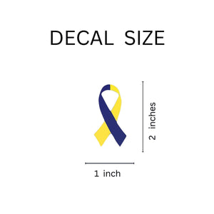 25 Small Blue & Yellow Ribbon Decals - Fundraising For A Cause