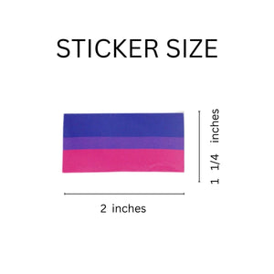 250 Bisexual Rectangle Flag Stickers (250 per Roll) - Fundraising For A Cause