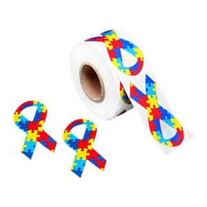 250 Large Autism Awareness Ribbon Stickers (250 per Roll) - Fundraising For A Cause