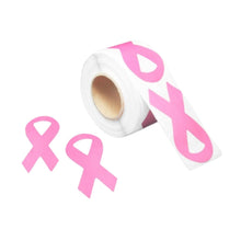 Load image into Gallery viewer, 250 Large Pink Ribbon Shaped Stickers (250 per Roll) - Fundraising For A Cause