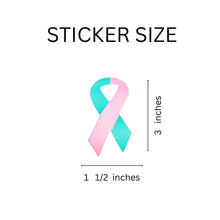 Load image into Gallery viewer, 250 Large Pink &amp; Teal Ribbon Stickers (250 per Roll) - Fundraising For A Cause