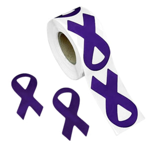 250 Large Purple Ribbon Stickers (250 per Roll) - Fundraising For A Cause