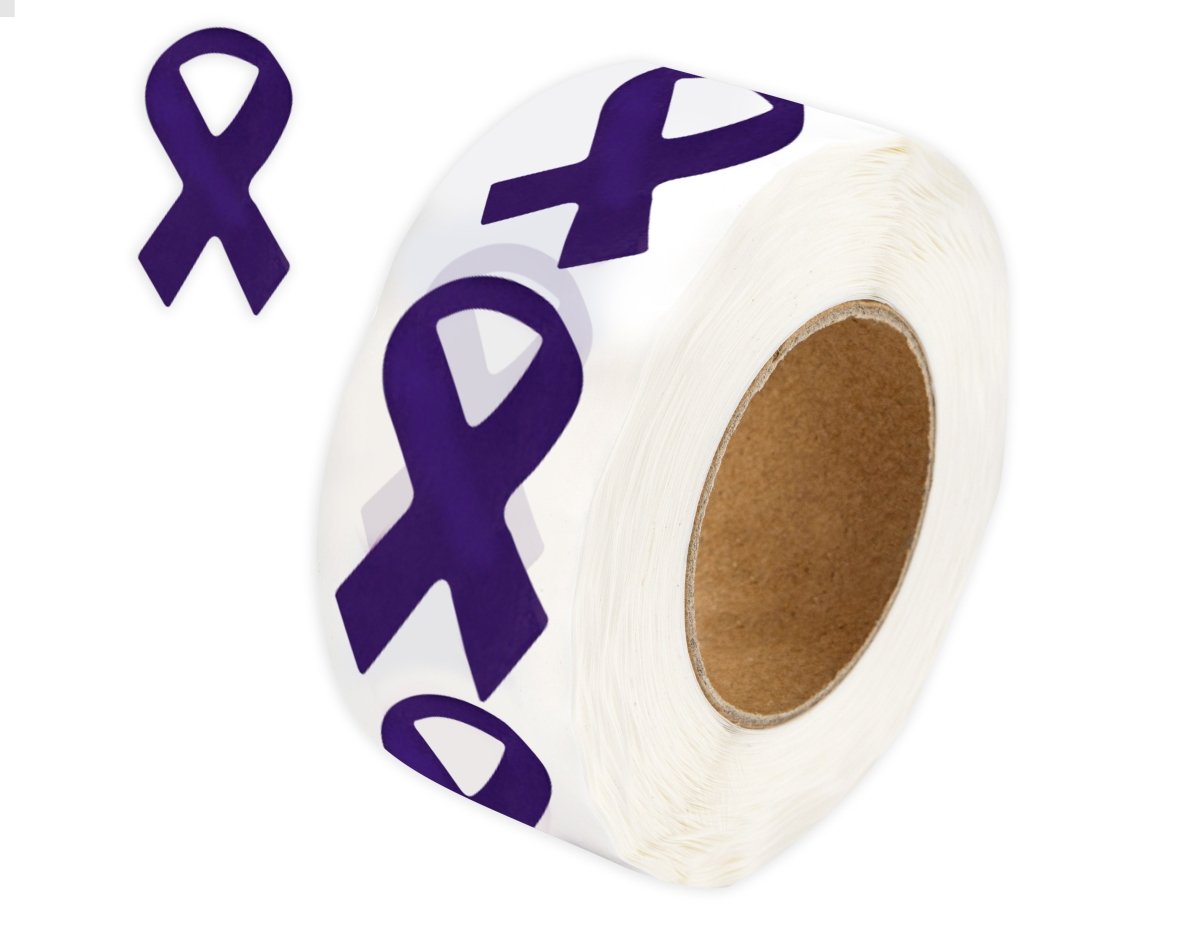 250 Large Purple Ribbon Stickers (250 per Roll) - Fundraising For A Cause