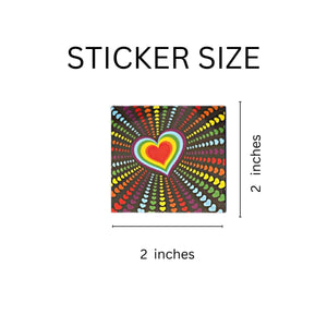 250 Multi Heart Rainbow Stickers (250 per Roll) - Fundraising For A Cause
