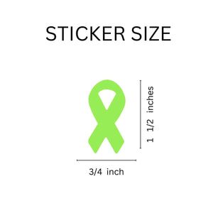 250 Small Lime Green Ribbon Stickers (250 per Roll) - Fundraising For A Cause