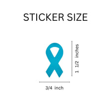 Load image into Gallery viewer, 250 Small Teal Ribbon Stickers (250 per Roll) - Fundraising For A Cause