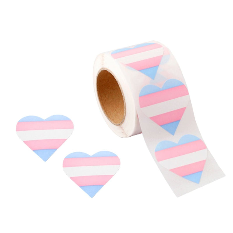 250 Transgender Heart Shaped Stickers (250 per Roll) - Fundraising For A Cause
