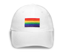 Load image into Gallery viewer, Rectangle Rainbow Gay Pride Flag Hats in White - Fundraising For A Cause