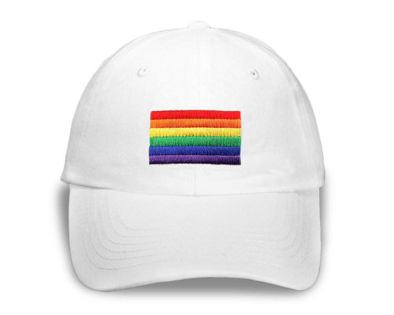 Rectangle Rainbow Gay Pride Flag Hats in White - Fundraising For A Cause