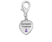 Load image into Gallery viewer, Domestic Violence Awareness Purple Ribbon Heart Hanging Charms - Fundraising For A Cause