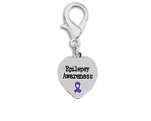 Load image into Gallery viewer, Epilepsy Awareness Purple Ribbon Heart Hanging Charms - Fundraising For A Cause