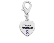 Load image into Gallery viewer, Lupus Awareness Purple Ribbon Heart Hanging Charms - Fundraising For A Cause