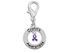 Load image into Gallery viewer, Crohn&#39;s Disease Awareness Purple Ribbon Hanging Charms - Fundraising For A Cause