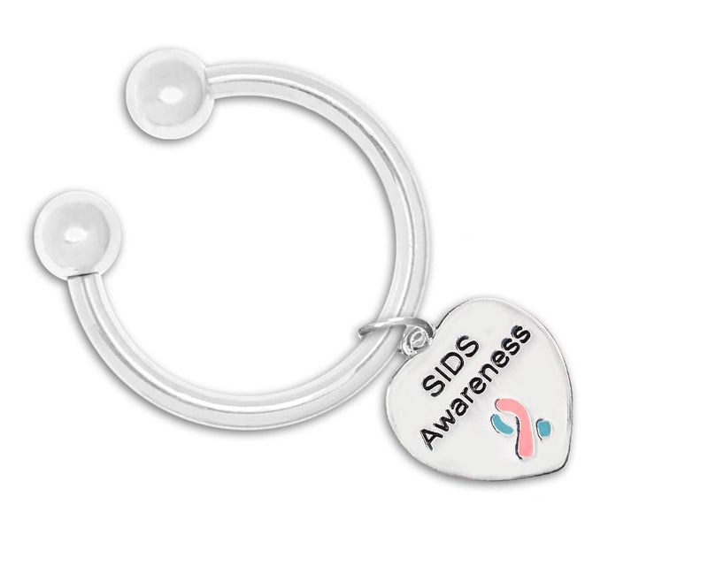 SIDS Awareness Heart Key Chains, Pink & Blue Ribbon Wholesale - Fundraising For A Cause
