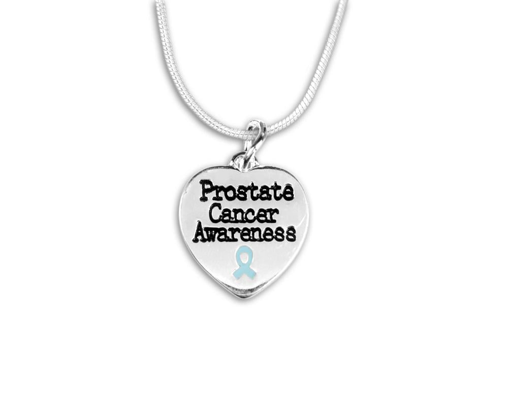 Prostate Cancer Awareness Light Blue Heart Necklaces Wholesale
