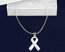 Load image into Gallery viewer, Bone Cancer White Ribbon Necklaces - Fundraising For A Cause
