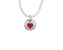 Load image into Gallery viewer, Silver Circle Red Heart Necklaces - Fundraising For A Cause