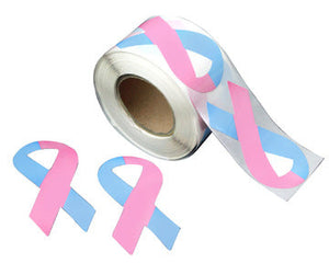 Large Pink & Blue Ribbon Stickers - The Awareness Company