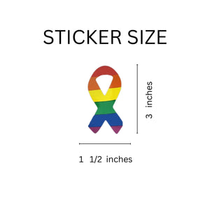 Large Rainbow Ribbon Stickers - The Awareness Company