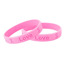 Load image into Gallery viewer, Adult Pink Ribbon Silicone Bracelet Wristbands - Fundraising For A Cause