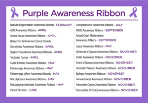 Adult Purple Awareness Silicone Bracelet Wristbands - Fundraising For A Cause