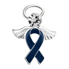 Load image into Gallery viewer, Angel Dark Blue Ribbon Awareness Pins - Fundraising For A Cause