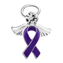 Load image into Gallery viewer, Angel Purple Ribbon Cystic Fibrosis Awareness Pins - Fundraising For A Cause