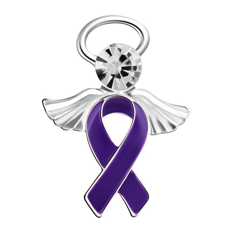 Angel Purple Ribbon Cystic Fibrosis Awareness Pins - Fundraising For A Cause