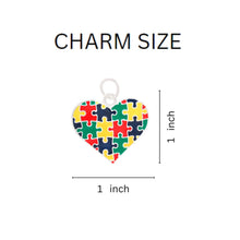 Load image into Gallery viewer, Autism Colored Puzzle Piece Heart Charm Silver Rope Bracelets - Fundraising For A Cause