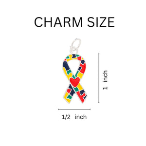 Autism Ribbon with Heart Horseshoe Key Chains - Fundraising For A Cause