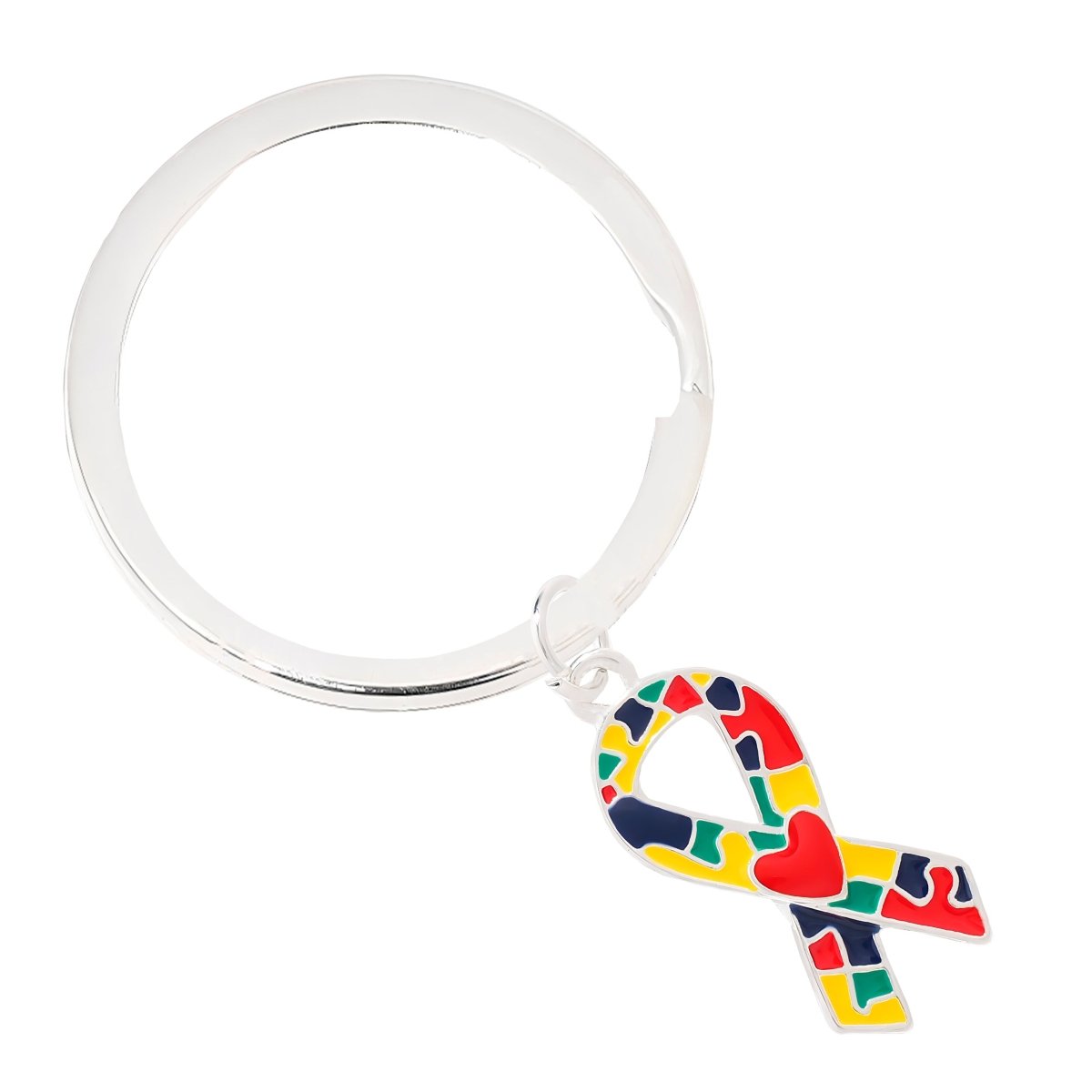 Autism Ribbon with Heart Split Style Key Chains - Fundraising For A Cause