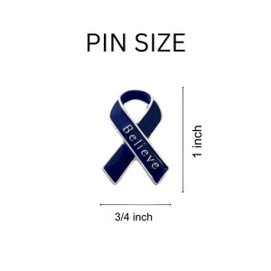Believe Dark Blue Ribbon Pins - Fundraising For A Cause