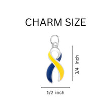 Load image into Gallery viewer, Big Heart Blue &amp; Yellow Ribbon Key Chains - Fundraising For A Cause