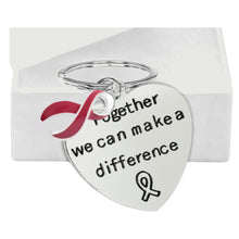 Load image into Gallery viewer, Big Heart Burgundy Ribbon Key Chains - Fundraising For A Cause