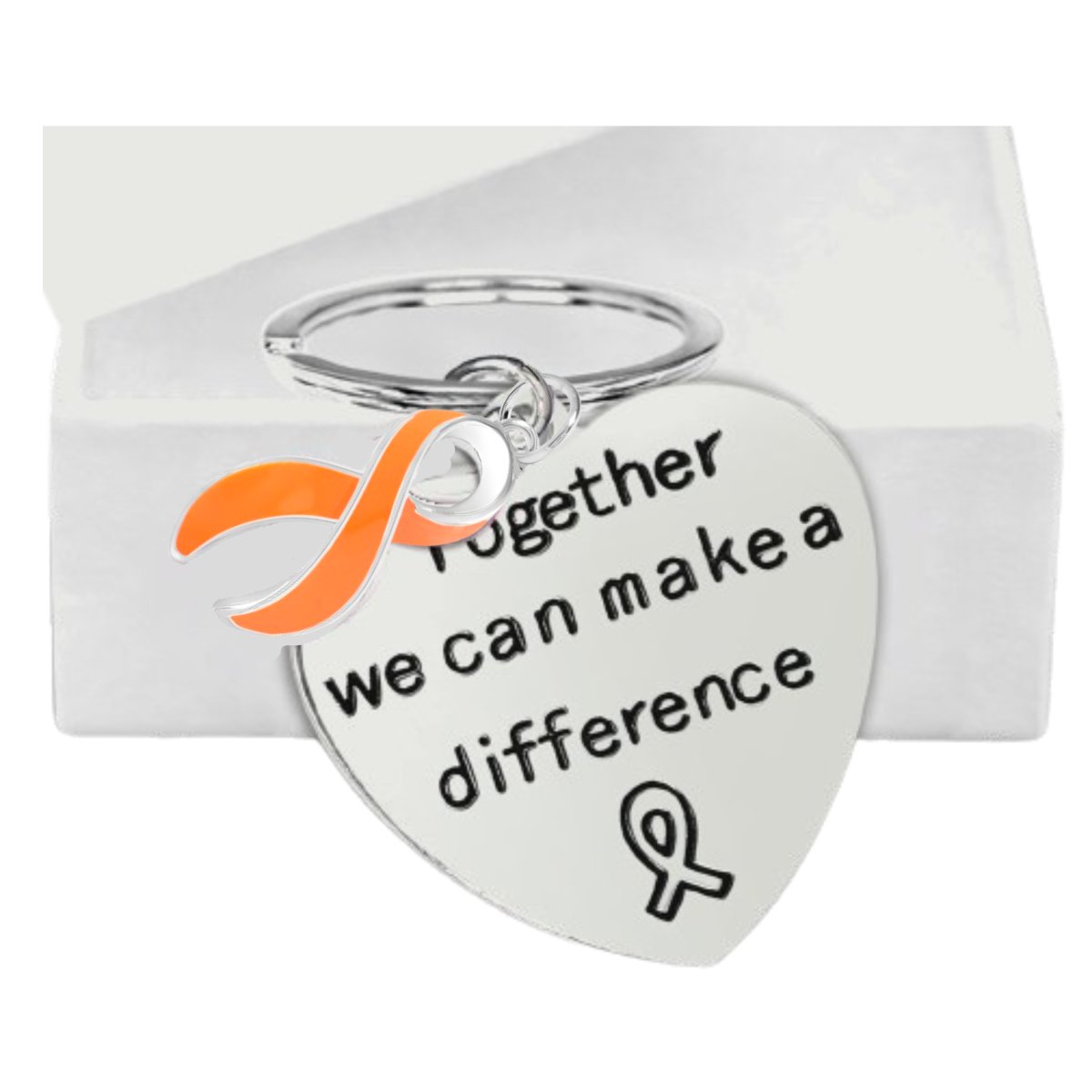 Big Heart Orange Ribbon Key Chains - Fundraising For A Cause