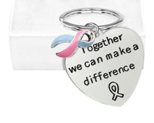 Load image into Gallery viewer, Big Heart Pink &amp; Blue Ribbon Key Chains - Fundraising For A Cause