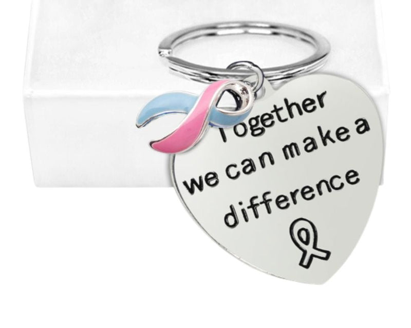Big Heart Pink & Blue Ribbon Key Chains - Fundraising For A Cause
