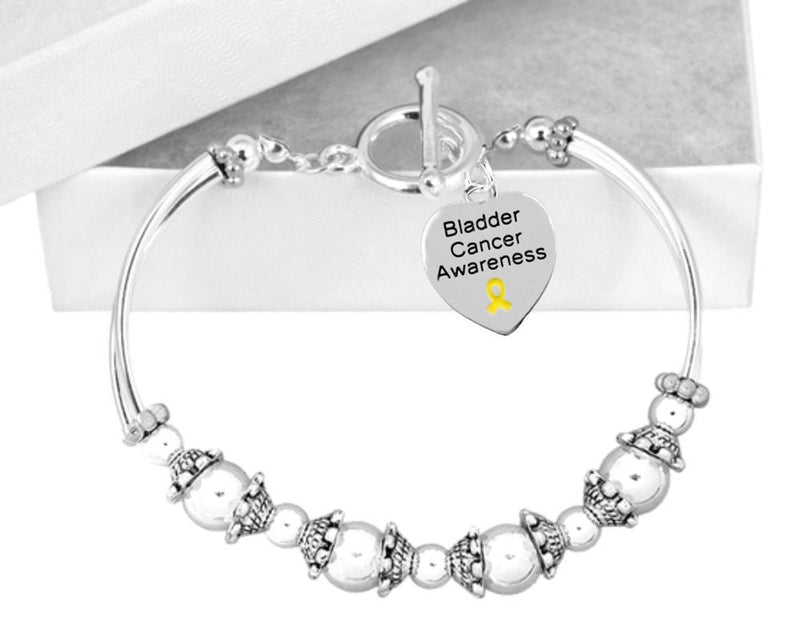 Bladder Cancer Awareness Heart Charms Partial Beaded Bracelets - Fundraising For A Cause