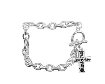 Blessed, Hope, Faith, and Love Cross Chunky Charm Bracelet - Fundraising For A Cause